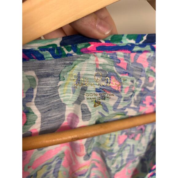 Lilly Pulitzer High Tide Navy Sea View V-Neck Tee Shirt Women’s S 100% Cotton - Picture 7 of 8